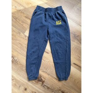 NYC 1980 Jogger Sweatpants Womens Small Navy Graphic Cozy Lounge